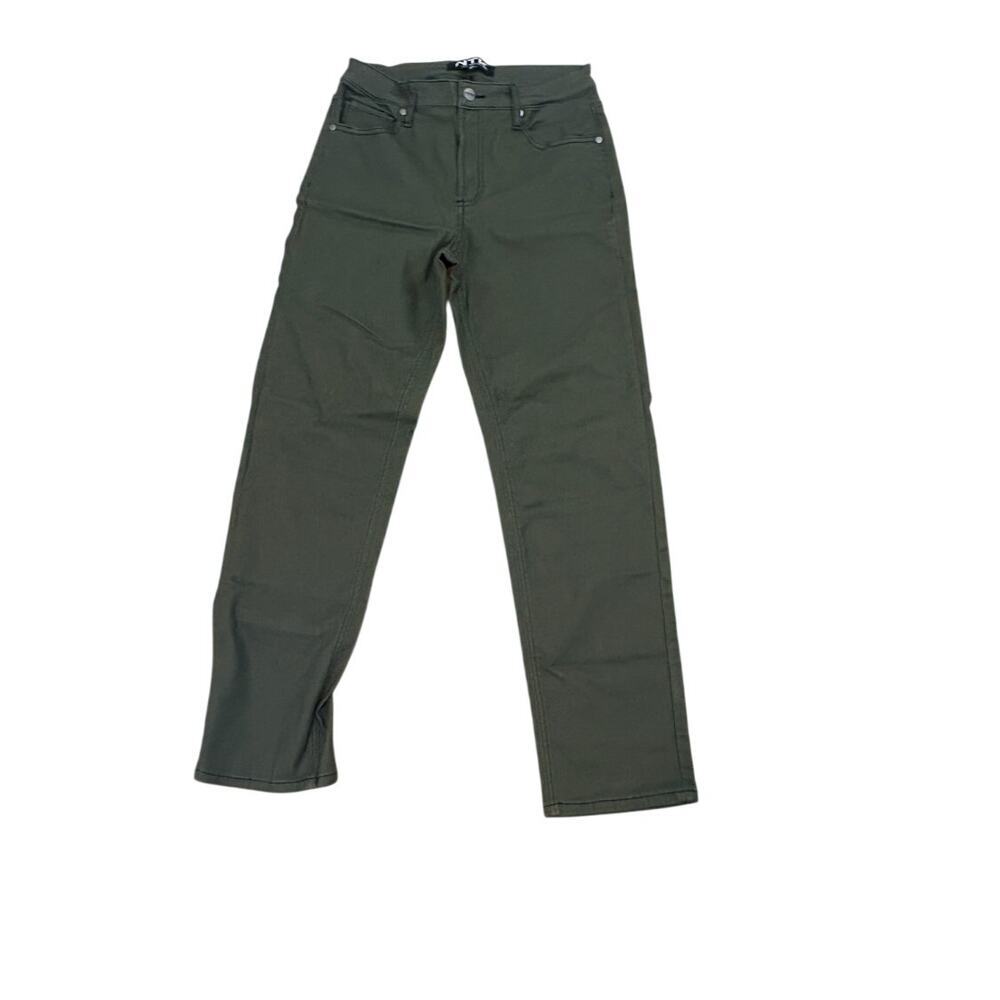 NTK NYC Brigitte Olive Coated Denim Cinch Back Pants Sz 27 $245